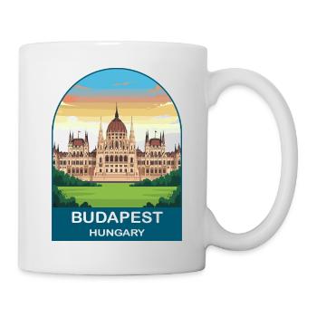 Budapest, Ungarn Vintage-Reiseplakat - Tasse - Weiß - Rechts