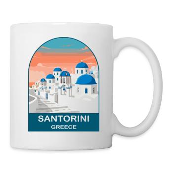 Santorini Greece Vintage Travel Poster - Mug - white - Right