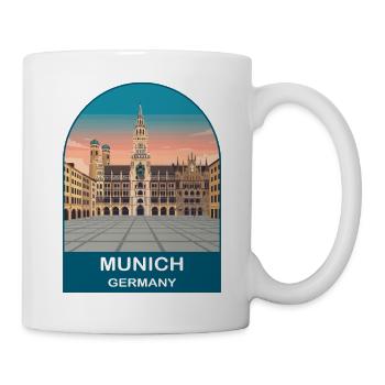 Affiche de voyage vintage de l’hôtel de ville de Munich, Allemagne - Mug blanc - blanc - Droite