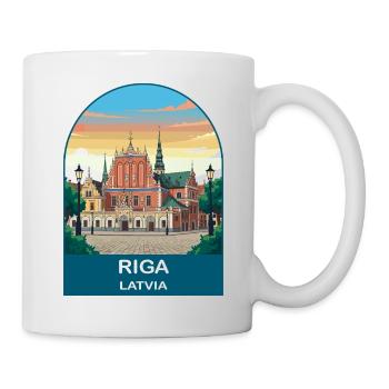 Riga, Lettland Vintage-Reiseposter-Kunst - Tasse - Weiß - Rechts
