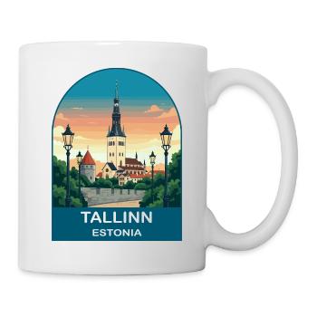 Art d’affiches de voyage vintage à Tallinn, Estonie - Mug blanc - blanc - Droite