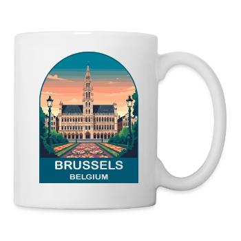 Brussels Belgium Vintage Travel Poster - Mug - white - Right