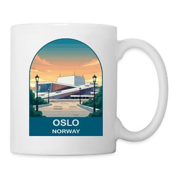 Oslo, Norwegen Vintage-Reiseplakat-Kunst - Tasse - Weiß - Rechts