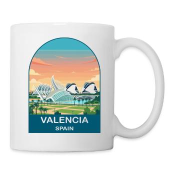 Valencia, Spanien City of Arts Vintage-Reisekunst - Tasse - Weiß - Rechts