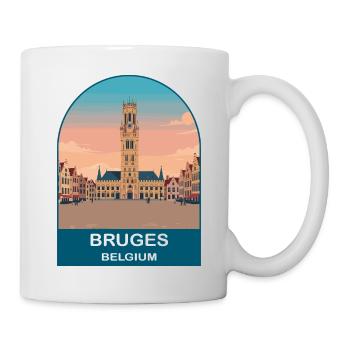 Brügge Belgien Vintage-Reiseplakat-Kunst - Tasse - Weiß - Rechts