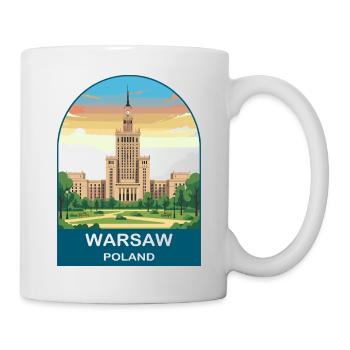 Warsaw Poland Vintage Travel Poster Art - Mug - white - Right