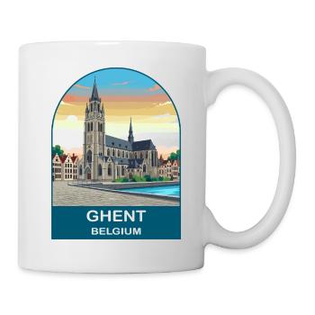 Ghent Belgium Vintage Travel Poster Art - Mug - white - Right