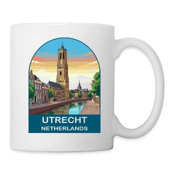 Utrecht Netherlands Dom Tower Vintage Travel Art - Mug - white - Right