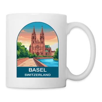 Basel Switzerland Vintage Travel Poster Art - Mug - white - Right