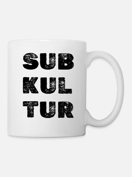 SUBKULTUR Logo – Minimal Techno Identity - Tasse - Weiß