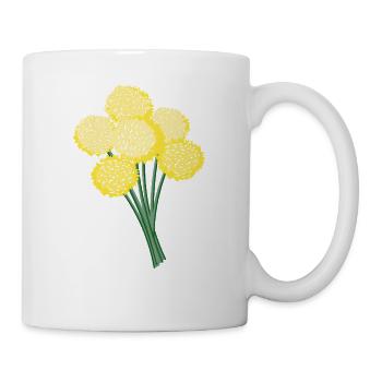 Gelbe Kugelblüten – Löwenzahn - Tasse - Weiß - Rechts
