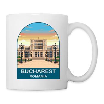 Bukarest Rumänien Vintage-Reiseplakat - Tasse - Weiß - Rechts