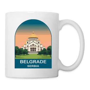 Belgrade Serbia Vintage Travel Poster Art - Mug - white - Right