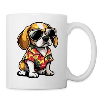 Beagle Hund Comic Urlaub - Tasse - Weiß - Rechts