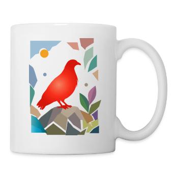 Red Dove on Stone Bird Design - Mug - white - Right