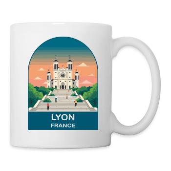 Lyon France City Skyline Vintage Travel Poster - Mug - white - Right