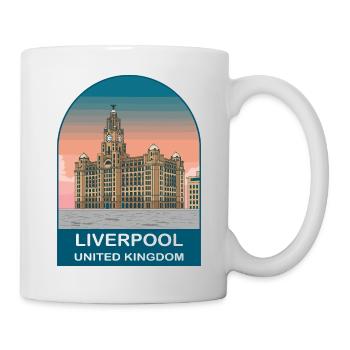 Liverpool UK Vintage-Reiseplakat-Kunst - Tasse - Weiß - Rechts