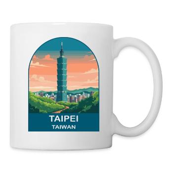 Taipei Taiwan Skyline Vintage Travel Illustration - Mug - white - Right