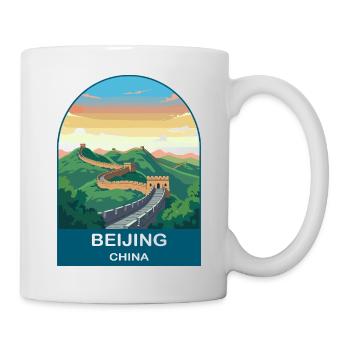 Affiche de voyage vintage de la Grande Muraille de Chine à Pékin - Mug blanc - blanc - Droite