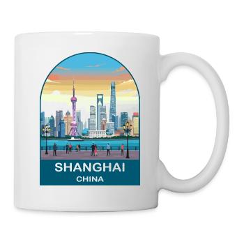 Shanghai China Vintage-Reiseplakat-Kunst - Tasse - Weiß - Rechts
