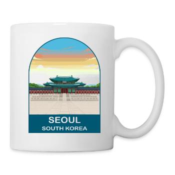 Palais de Séoul Corée du Sud Art de voyage vintage - Mug blanc - blanc - Droite