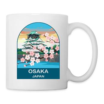 Osaka Japan Vintage Travel Poster Art - Mug - white - Right