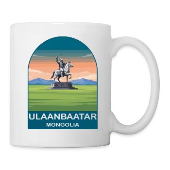 Affiche d’art de voyage vintage en Mongolie à Oulan-Bator - Mug blanc - blanc - Droite