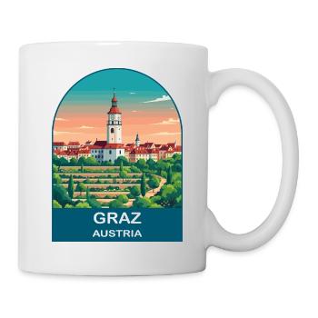 Graz Austria Vintage-Reiseplakat-Kunst - Tasse - Weiß - Rechts