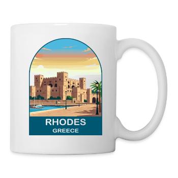 Rhodes Greece Vintage Travel Poster Art - Mug - white - Right