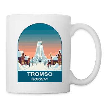 Tromso Norwegen Vintage-Reiseplakat-Kunst - Tasse - Weiß - Rechts