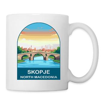 Skopje Macedonia Vintage Travel Poster Art - Mug - white - Right
