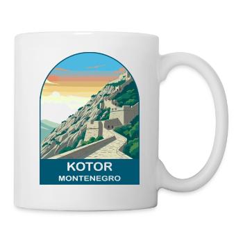 Kotor Montenegro Vintage-Reiseplakat-Kunst - Tasse - Weiß - Rechts