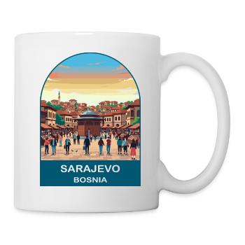 Sarajevo Bosnien Vintage-Reiseplakat-Kunst - Tasse - Weiß - Rechts