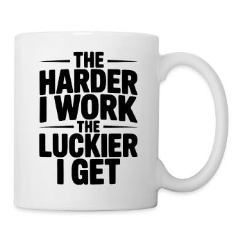 Plus je travaille dur, plus j’ai de la chance - Mug blanc - blanc - Droite