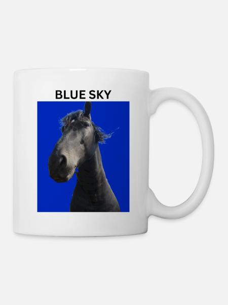 Blauer Himmel und Pferd - Tasse - Weiß