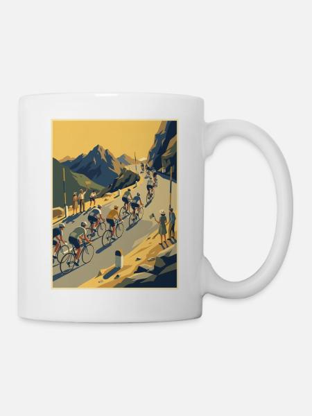 Bergaufstieg – Radfahrer-Erinnerung - Tasse - Weiß