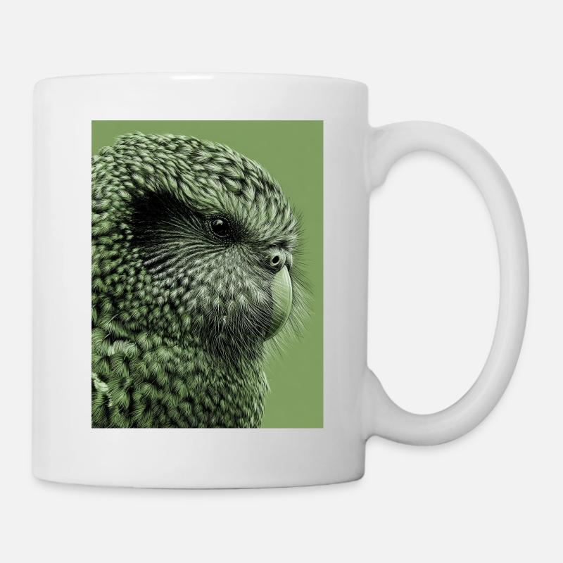 Kakapo illustration in green - Mug - white