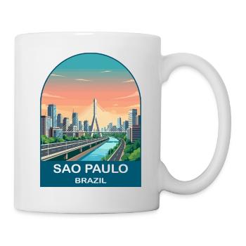 Sao Paulo Brazil Skyline Modern Travel Poster - Mug - white - Right