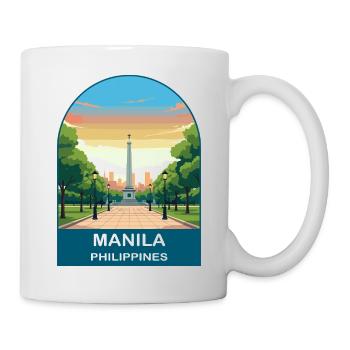 Manila, Philippinen Vintage-Reiseillustration - Tasse - Weiß - Rechts
