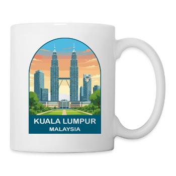Kuala Lumpur Malaysia Vintage Travel Illustration - Mug - white - Right