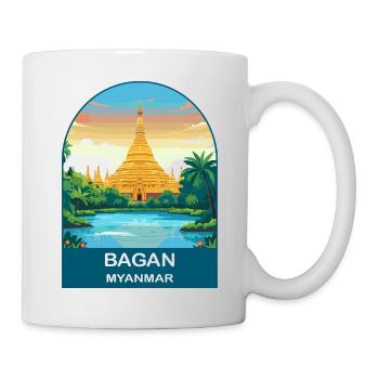 Bagan Myanmar Temple Vintage Travel Poster - Mug - white - Right