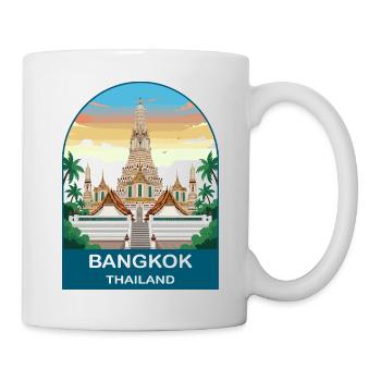 Art d’affiches de voyage vintage du temple de Bangkok Thaïlande - Mug blanc - blanc - Droite