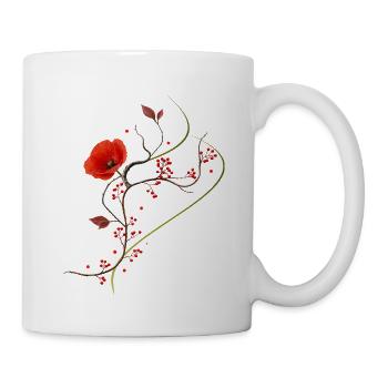 Ikebana Collage with Poppy Zen Style - Mug - white - Right