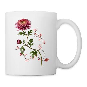 Chrysanthème avec baies dans le style zen - Mug blanc - blanc - Droite