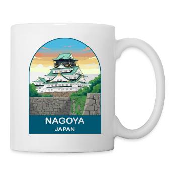 Nagoya Japan Castle Vintage Travel Poster Art - Mug - white - Right