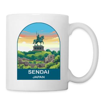 Statue de samouraï au Japon de Sendai Art de voyage vintage - Mug blanc - blanc - Droite