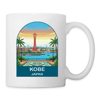 Kobe Japan Port Tower Vintage-Reisekunst - Tasse - Weiß - Rechts