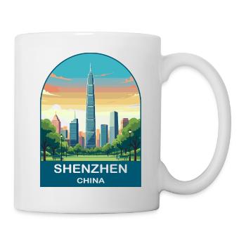 Shenzhen China Modern Skyline Vintage Travel Art - Mug - white - Right