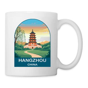Hangzhou China West Lake Vintage-Reiseplakat - Tasse - Weiß - Rechts