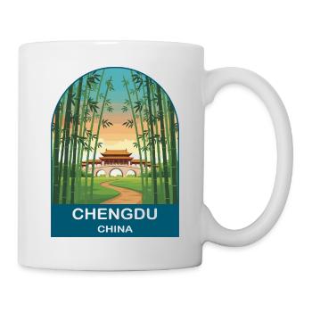 Chengdu China Bamboo Bridge Art de voyage vintage - Mug blanc - blanc - Droite